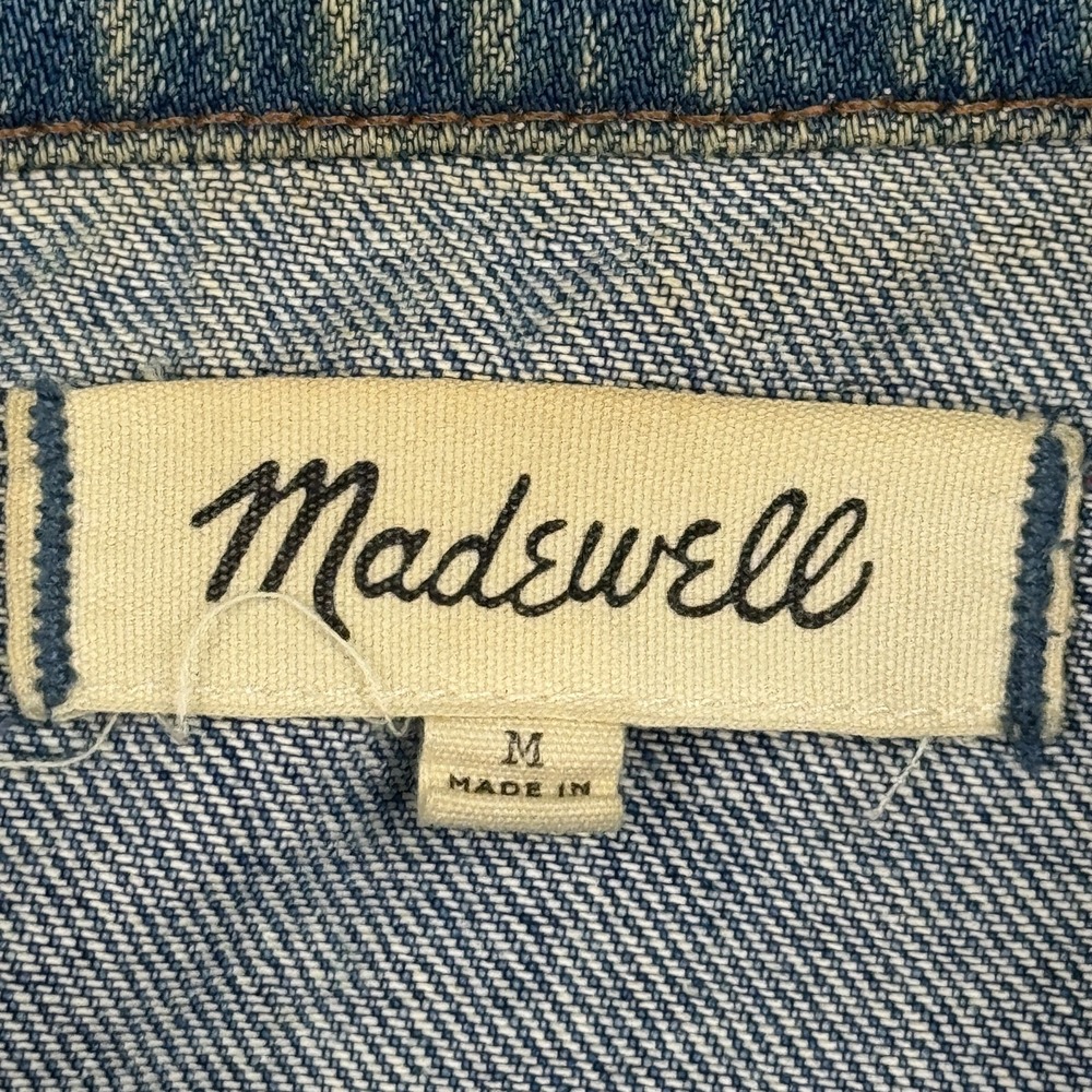 Madewell Denim Trucker Jacket Womens Medium Blue Western Workwear Jean Button Up - Picture 4 of 9